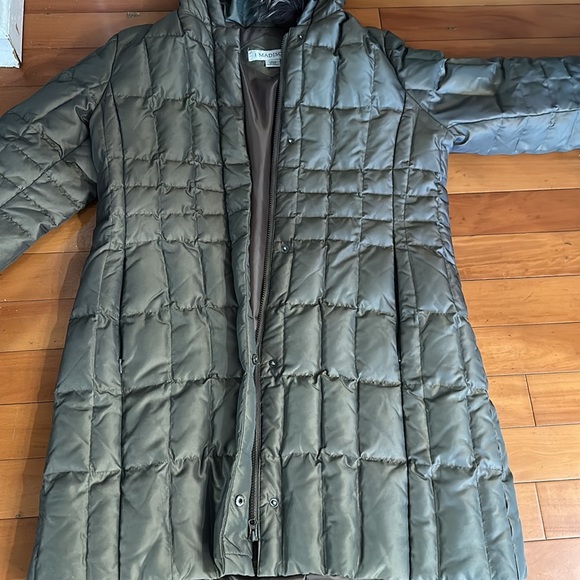 1 Madison Olive green down puffer jacket long warm winter outerwear - Picture 9 of 16